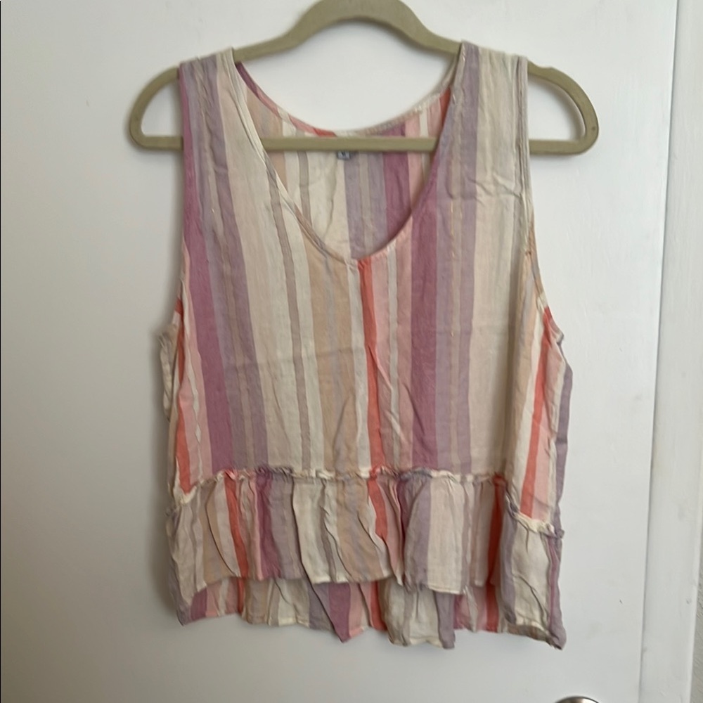 Rails Pink and Tan Tiered Sleeveless Tank Top